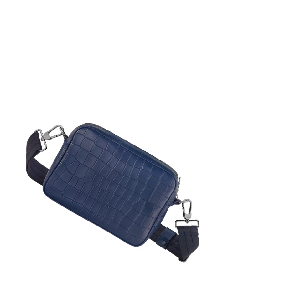 Férfi Longchamp Croco Block Crossbody Táska Sötétkék | HU-RJF4215