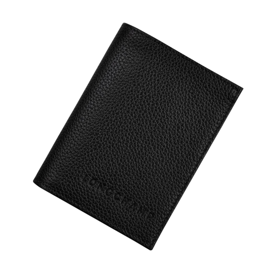 Férfi Longchamp Le Foulonné Kártyatartó Fekete | HU-QBH0528