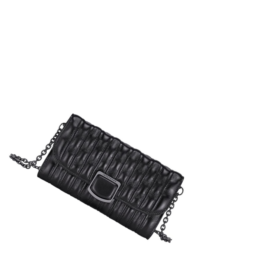 Női Longchamp Brioche Pénztárca Fekete | HU-MOX4231