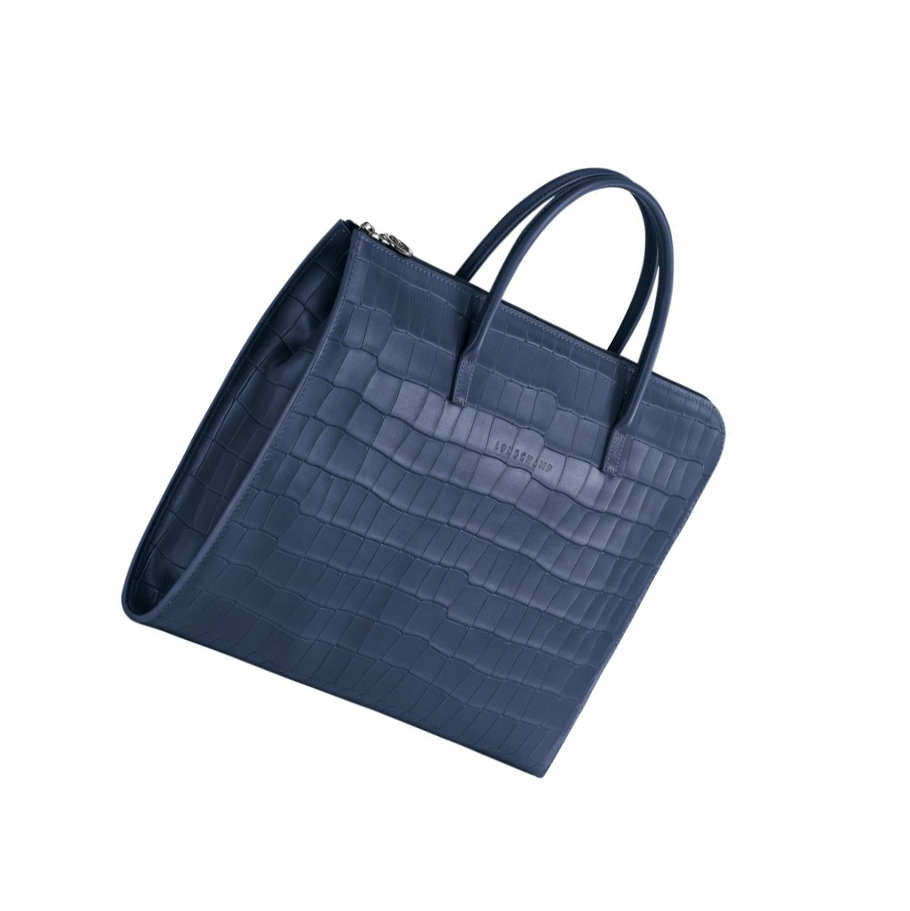 Női Longchamp Croco Block S Aktatáska Sötétkék | HU-DSE1598