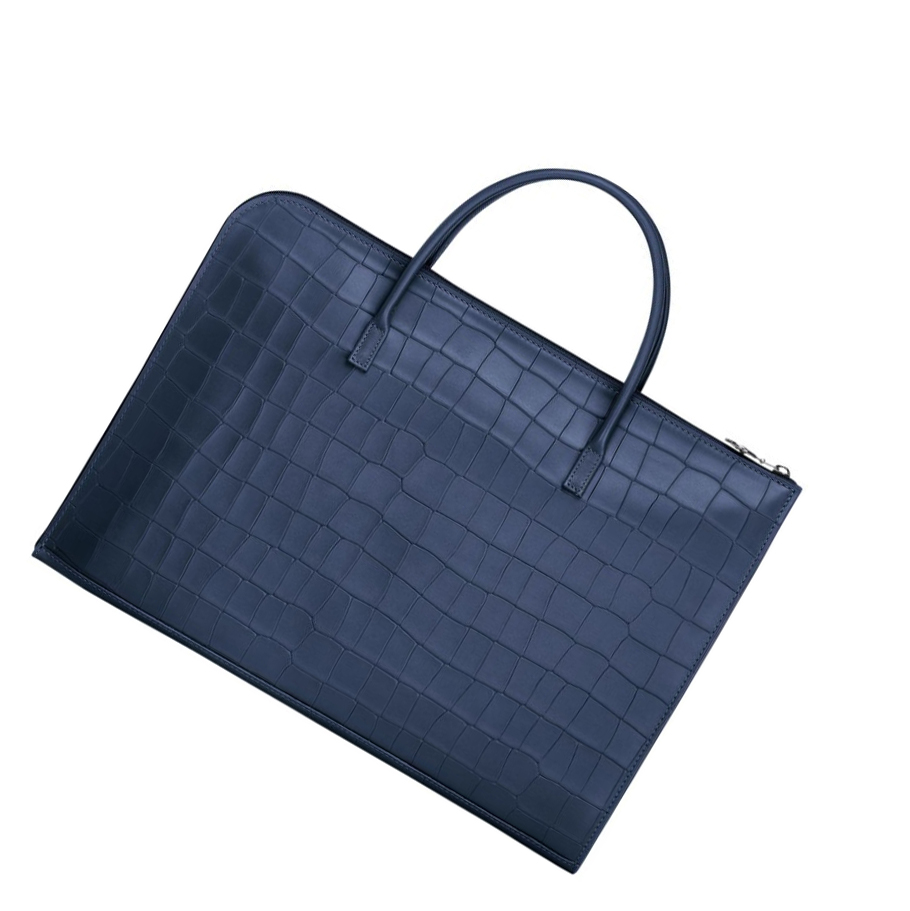 Női Longchamp Croco Block S Aktatáska Sötétkék | HU-DSE1598