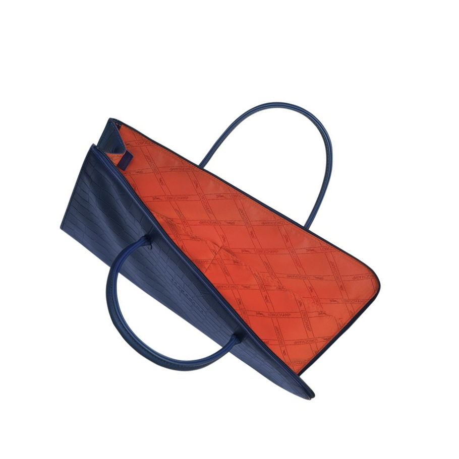 Női Longchamp Croco Block S Aktatáska Sötétkék | HU-DSE1598