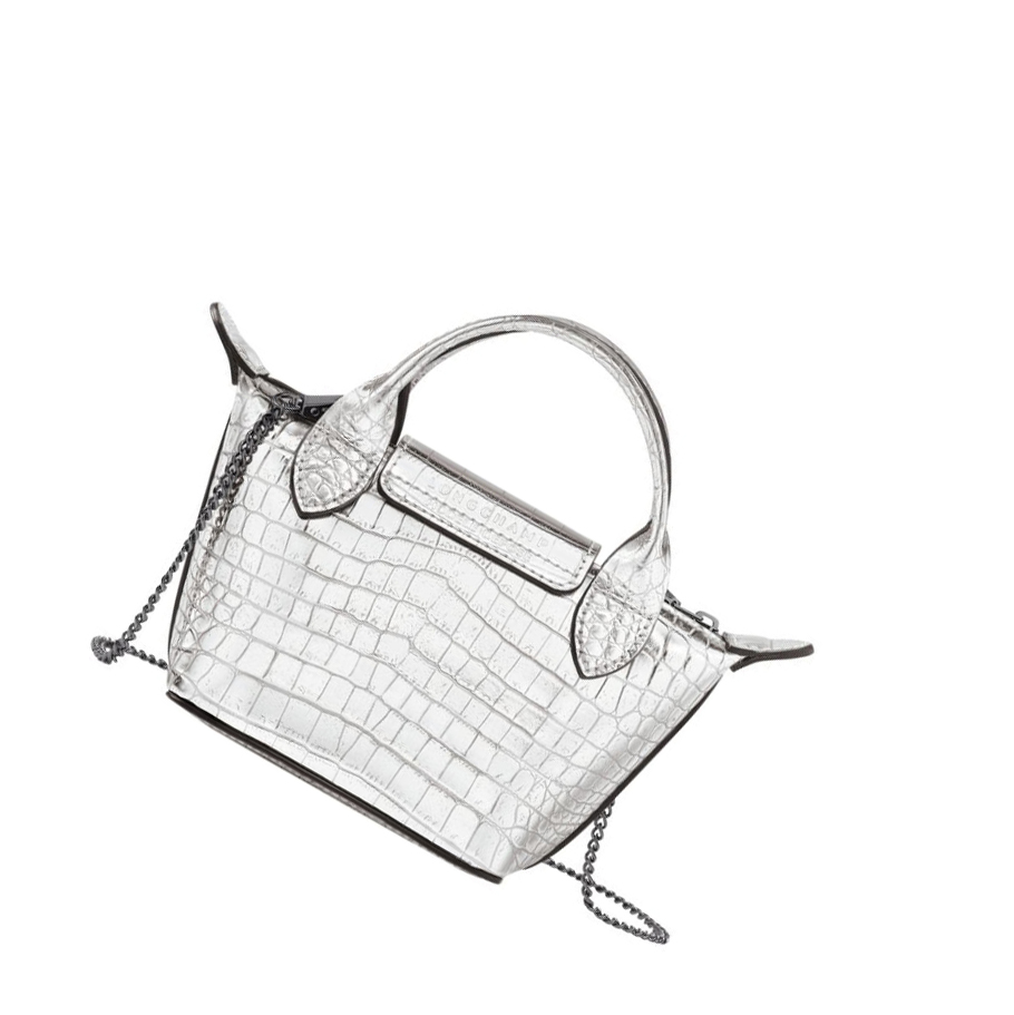 Női Longchamp Le Pliage Cuir Croco Crossbody Táska Titán | HU-ILN9756