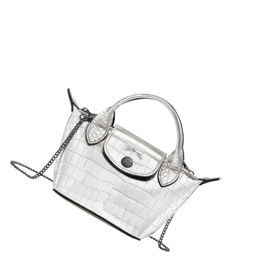 Női Longchamp Le Pliage Cuir Croco Crossbody Táska Titán | HU-ILN9756