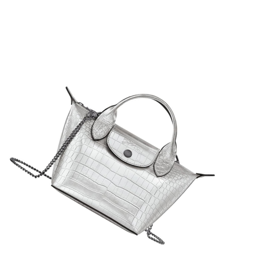 Női Longchamp Le Pliage Cuir Croco XS Kézitáska Titán | HU-VJW6950