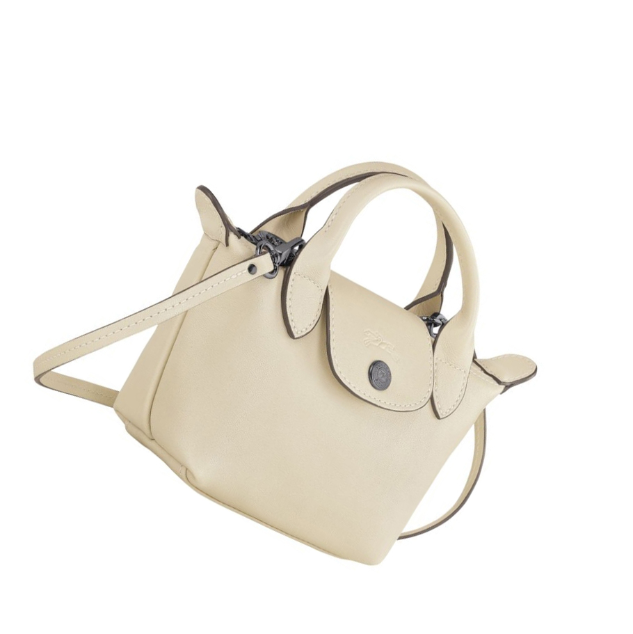 Női Longchamp Le Pliage Cuir Crossbody Táska Bézs | HU-EVH4297