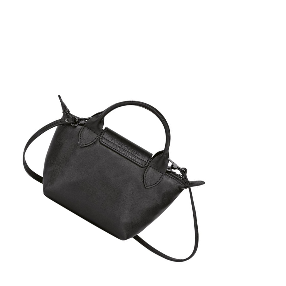Női Longchamp Le Pliage Cuir Crossbody Táska Fekete | HU-RJY0834