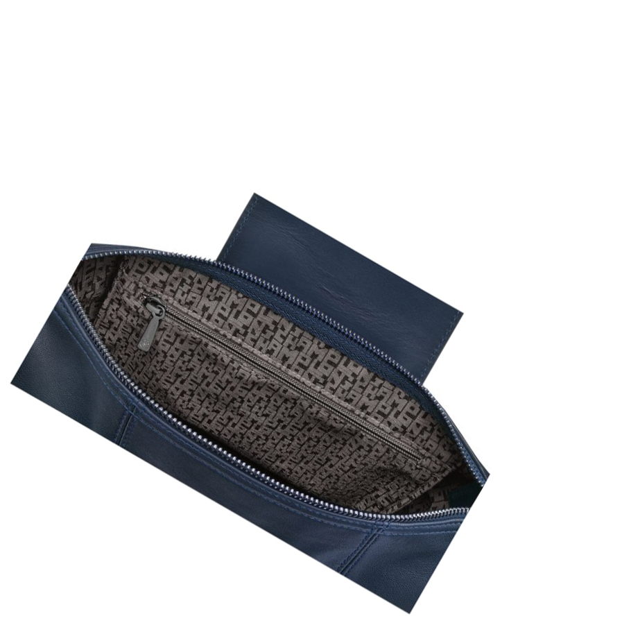 Női Longchamp Le Pliage Cuir Hátizsák Sötétkék | HU-AHR2317