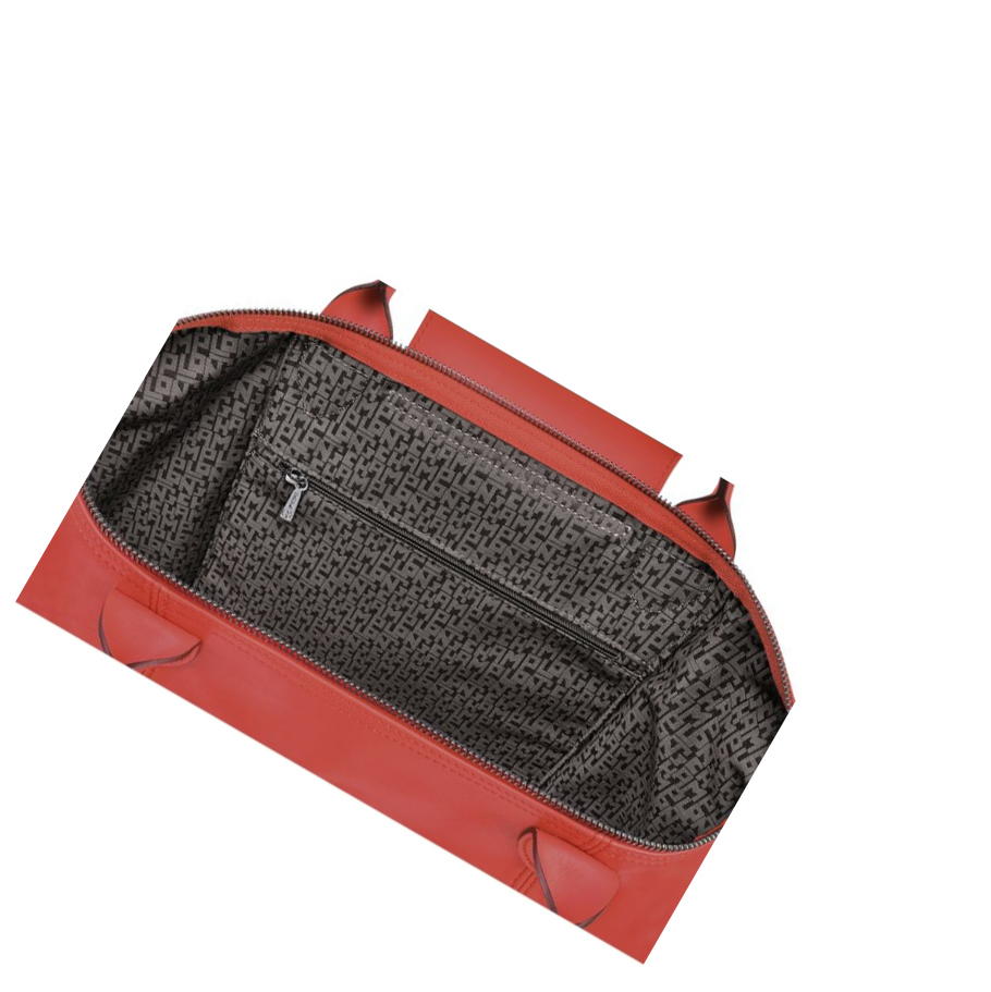 Női Longchamp Le Pliage Cuir M Kézitáska Piros | HU-GJF5016