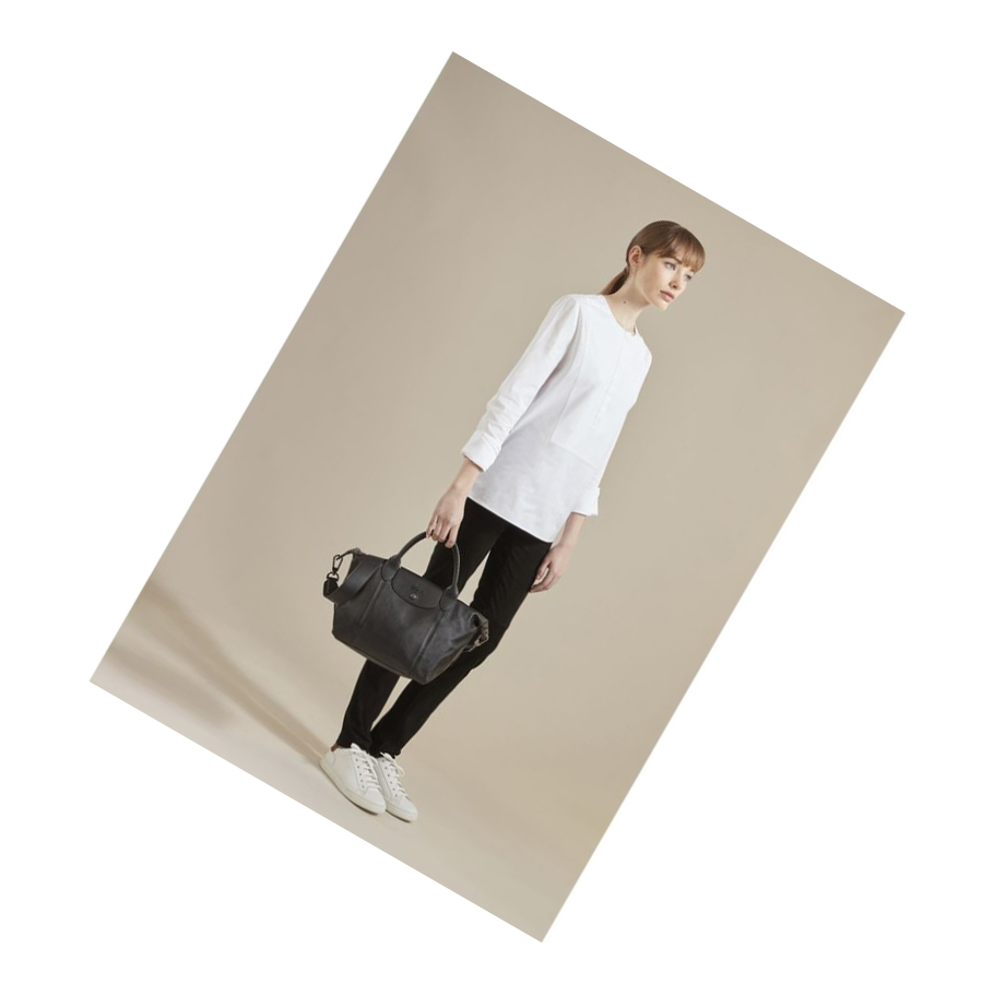 Női Longchamp Le Pliage Cuir S Kézitáska Fekete | HU-DTN1849