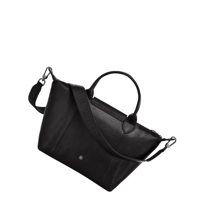 Női Longchamp Le Pliage Cuir S Kézitáska Fekete | HU-DTN1849