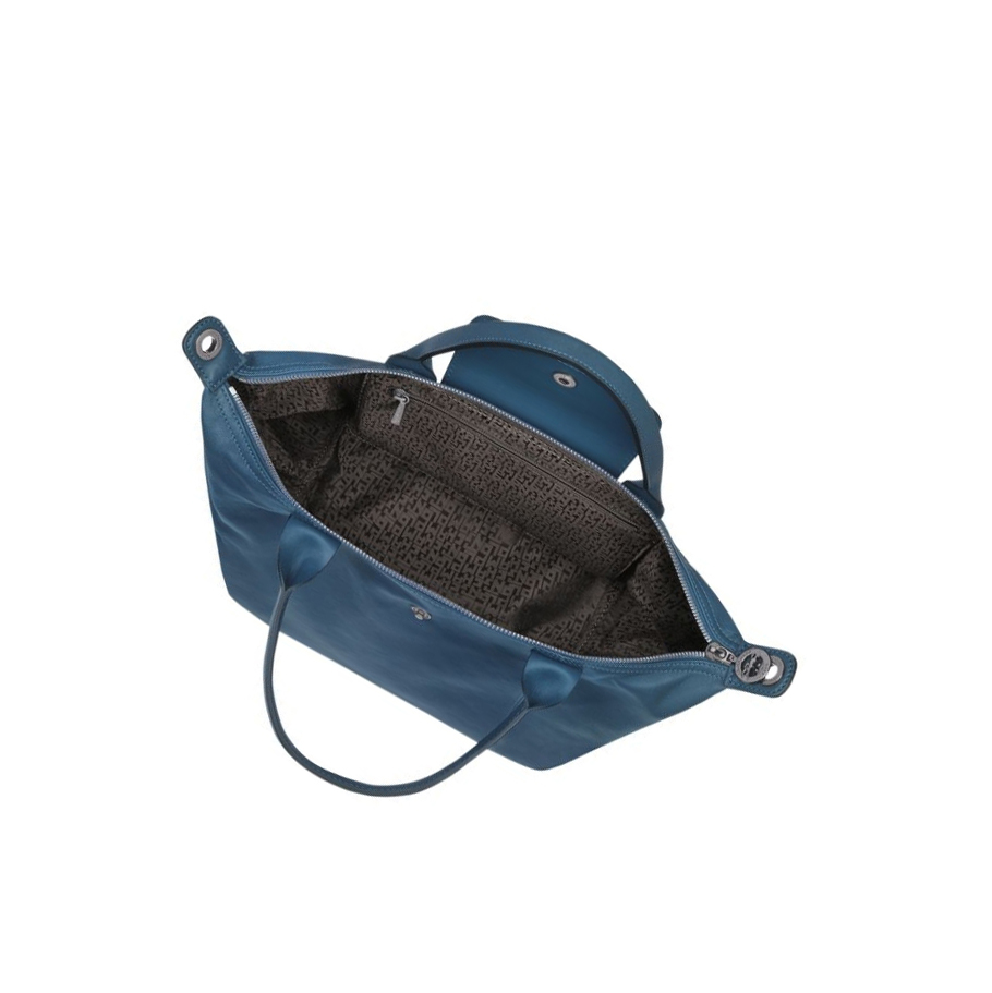 Női Longchamp Le Pliage Cuir S Kézitáska Kék | HU-NHZ1735