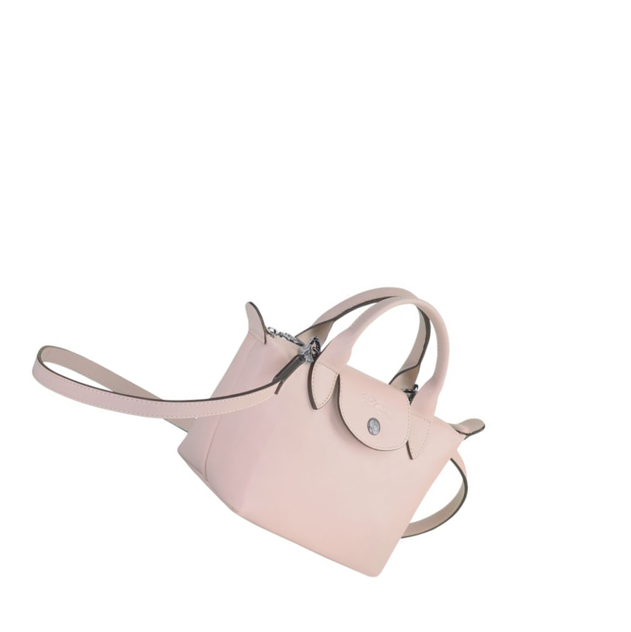 Női Longchamp Le Pliage Cuir XS Kézitáska Rózsaszín | HU-SKD4573