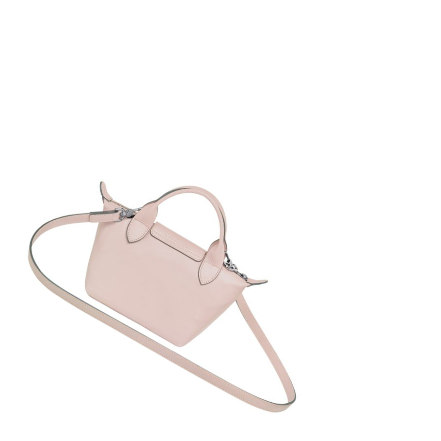 Női Longchamp Le Pliage Cuir XS Kézitáska Rózsaszín | HU-SKD4573