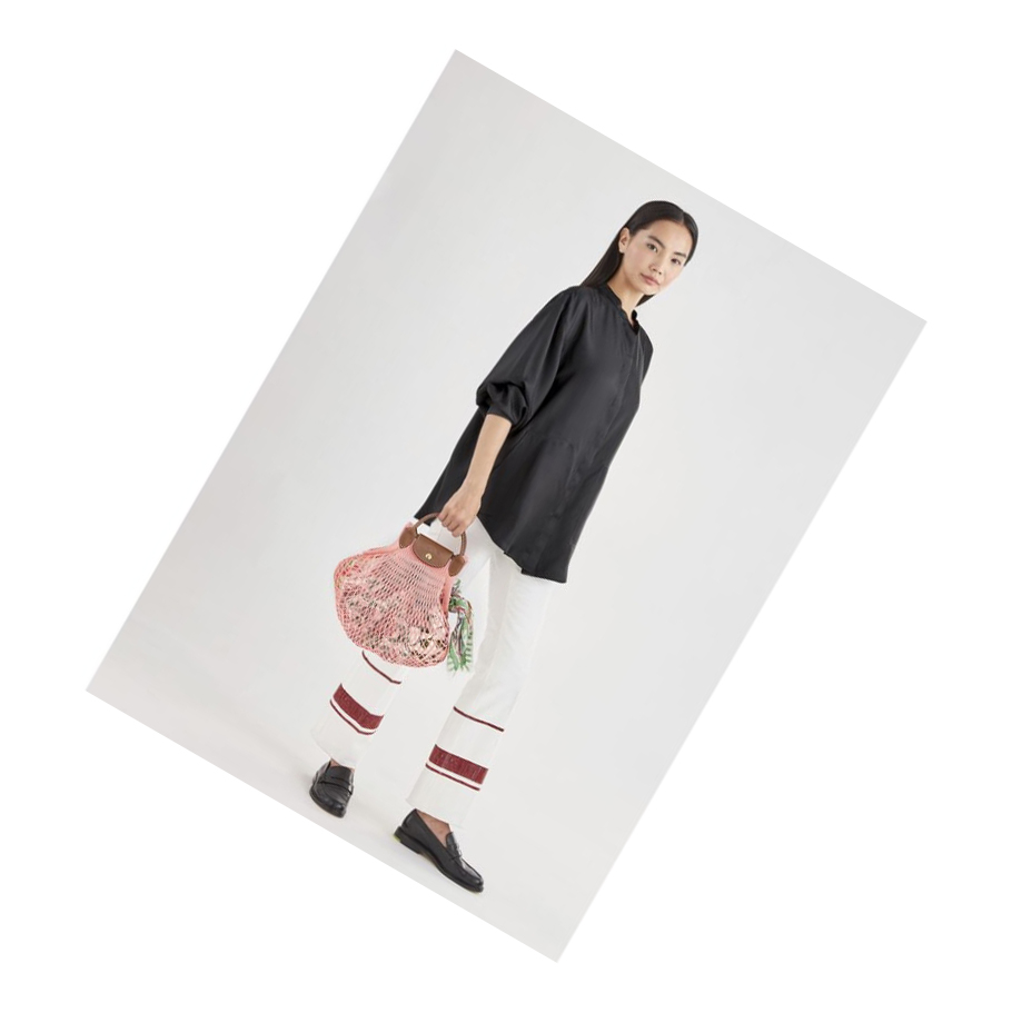 Női Longchamp Le Pliage Filet Válltáskák Rózsaszín | HU-AWE8715