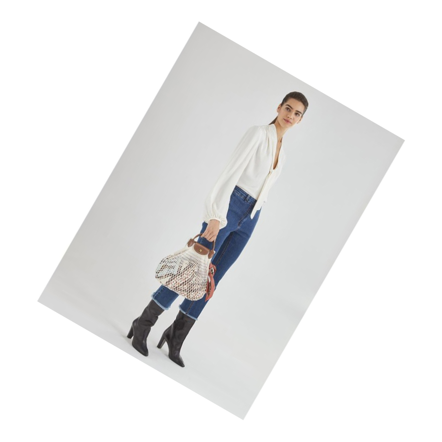 Női Longchamp Le Pliage Filet Válltáskák Bézs | HU-JHK6827
