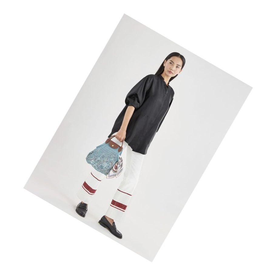 Női Longchamp Le Pliage Filet Válltáskák Kék | HU-NGJ0574
