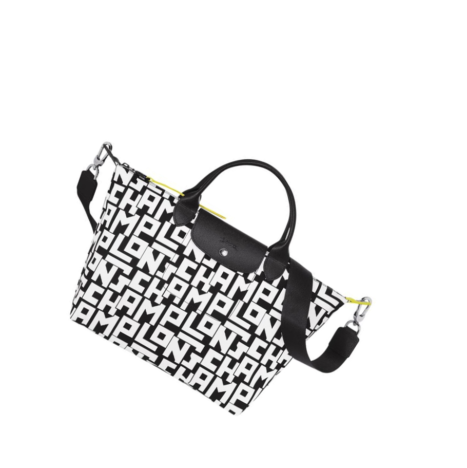 Női Longchamp Le Pliage Lgp M Kézitáska Fekete Fehér | HU-AQZ1470
