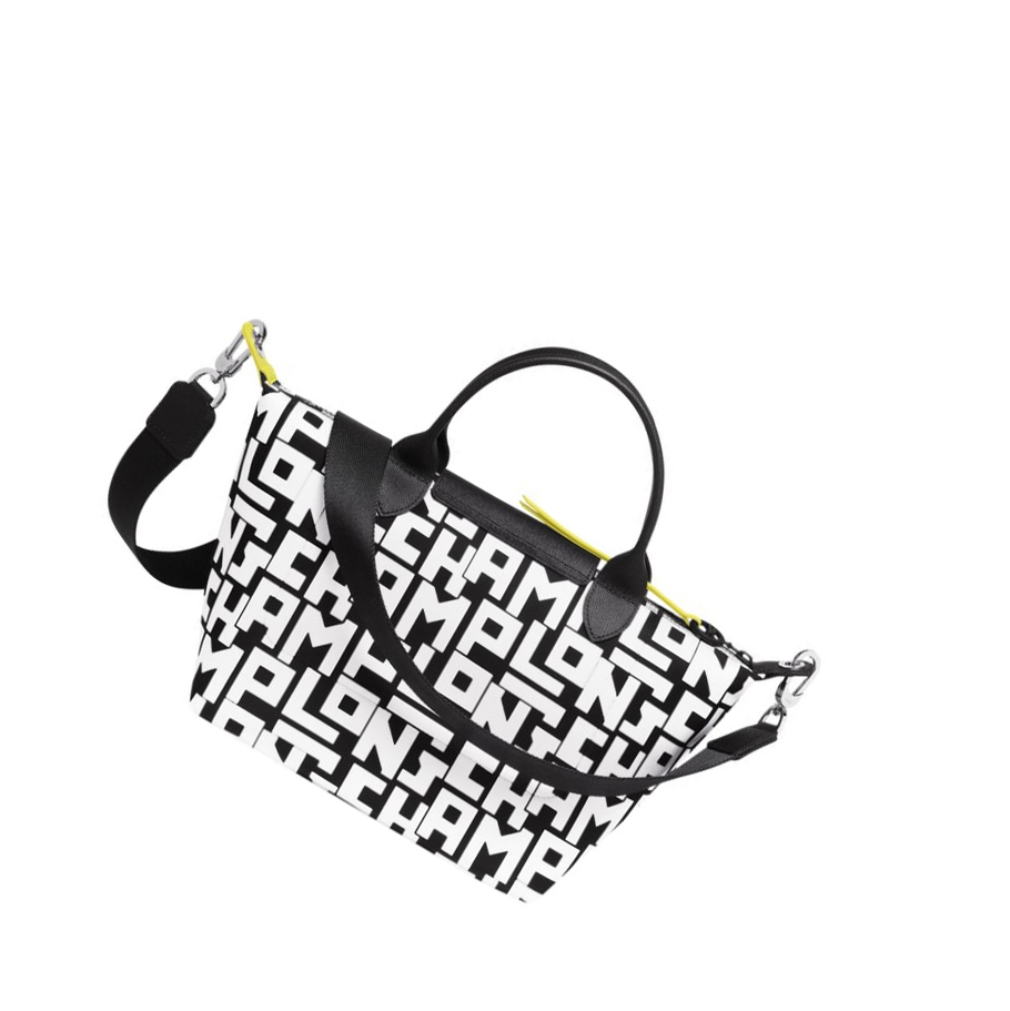 Női Longchamp Le Pliage Lgp S Kézitáska Fekete Fehér | HU-HSZ5268
