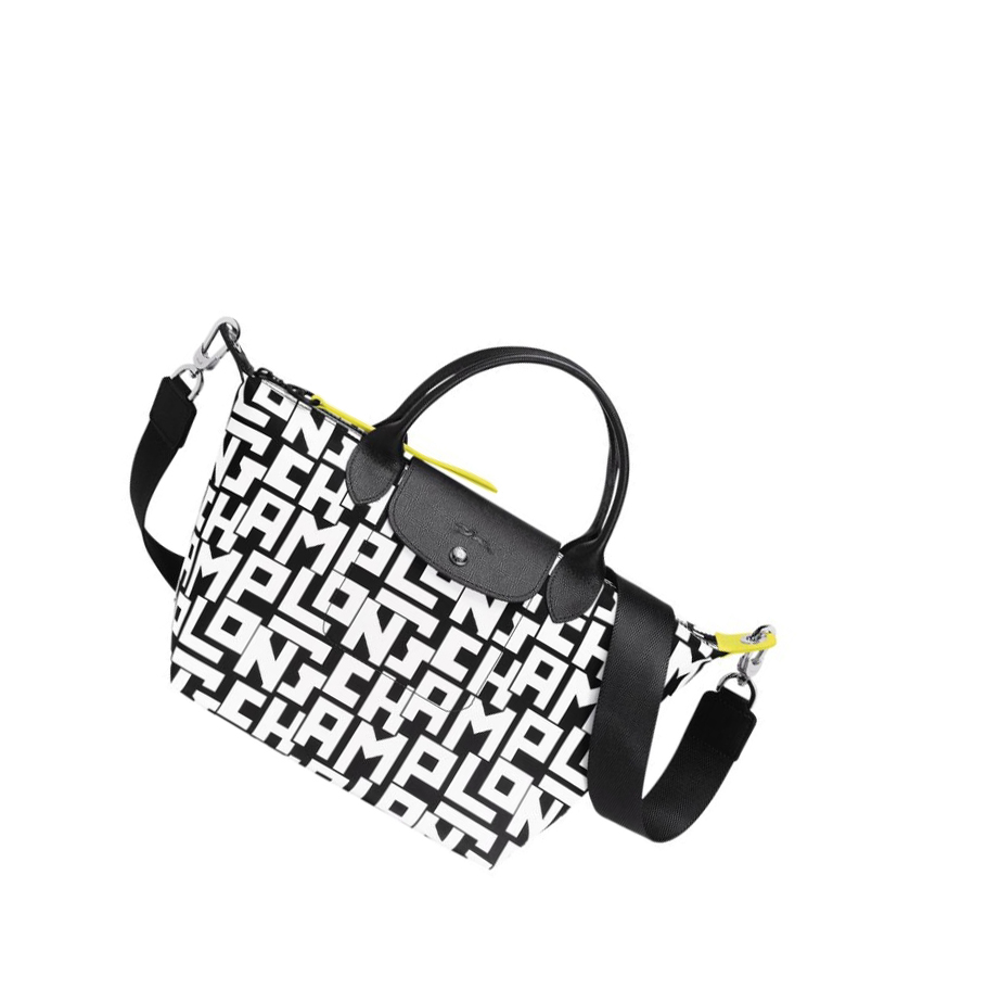 Női Longchamp Le Pliage Lgp S Kézitáska Fekete Fehér | HU-HSZ5268
