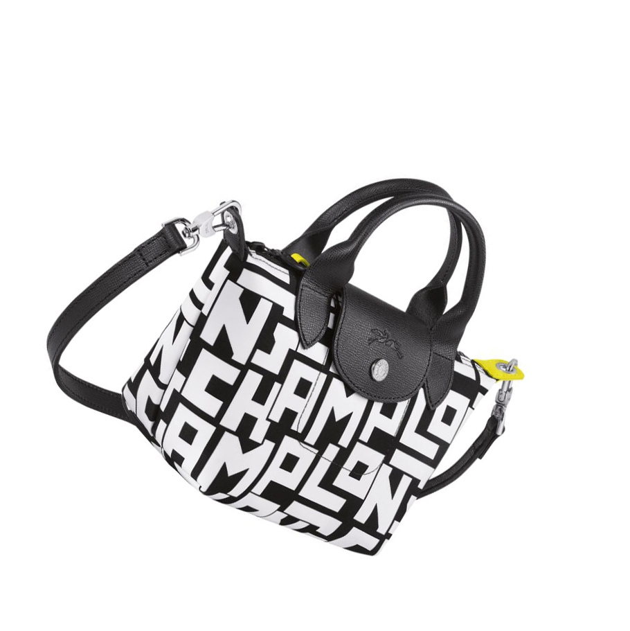 Női Longchamp Le Pliage Lgp XS Kézitáska Fekete Fehér | HU-GYX1479