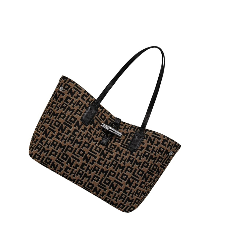 Női Longchamp Roseau Essential Lgp M Válltáskák Barna Fekete | HU-OIH5032