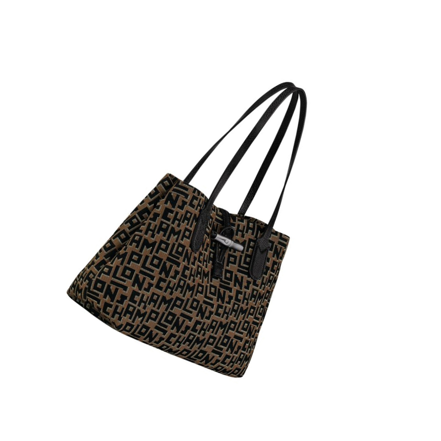 Női Longchamp Roseau Essential Lgp M Válltáskák Barna Fekete | HU-OIH5032