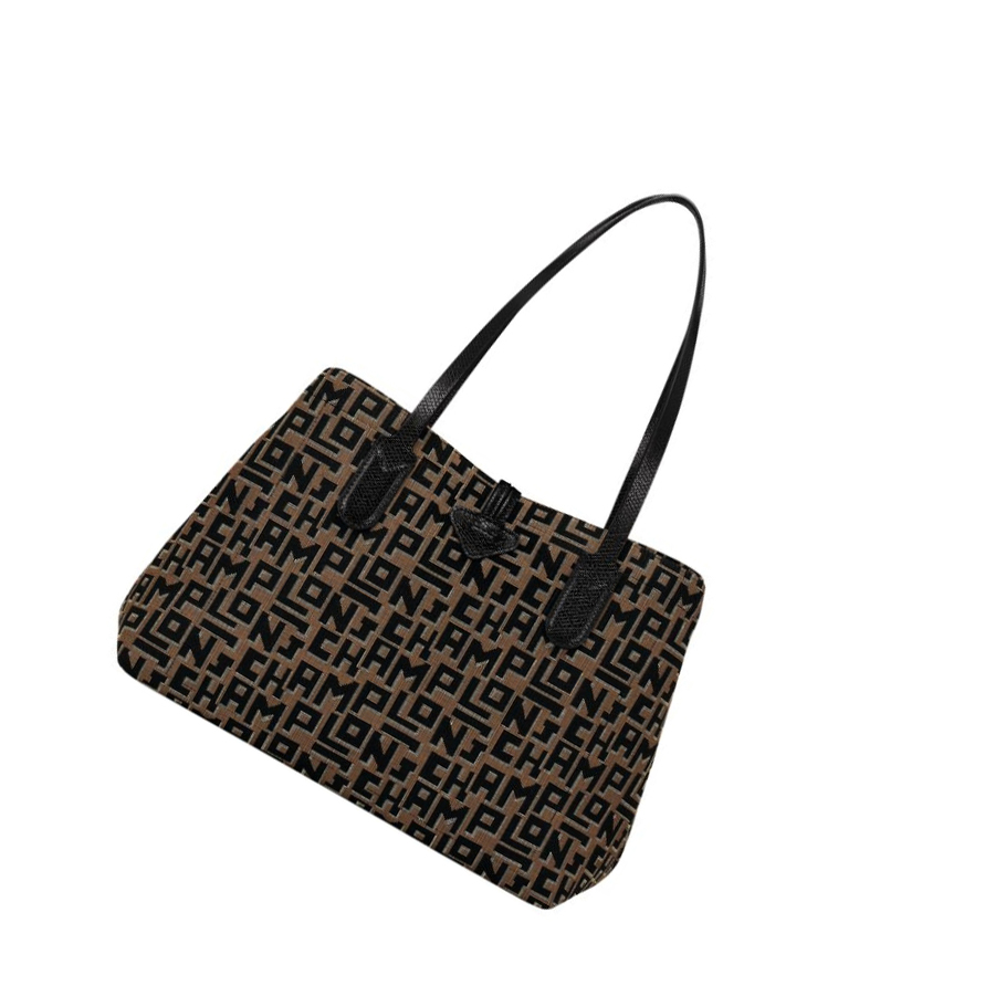 Női Longchamp Roseau Essential Lgp M Válltáskák Barna Fekete | HU-OIH5032