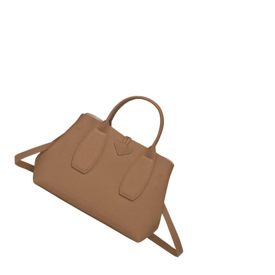 Női Longchamp Roseau M Kézitáska Bézs | HU-UDB9086