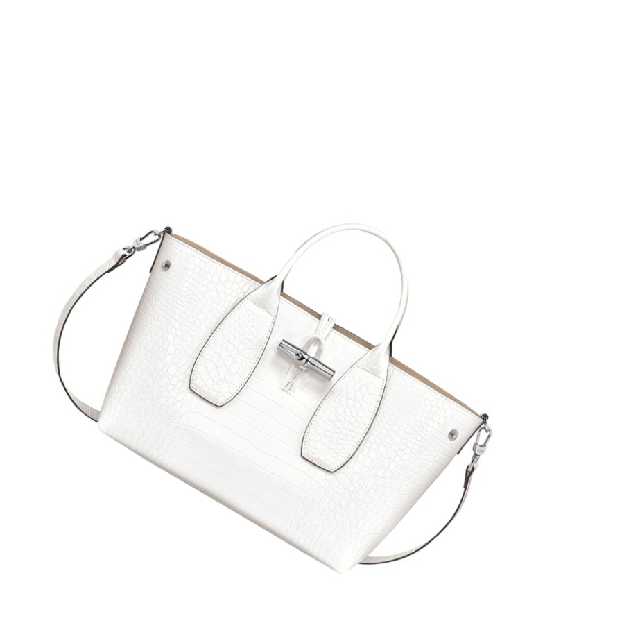 Női Longchamp Roseau M Kézitáska Fehér | HU-XPG6489