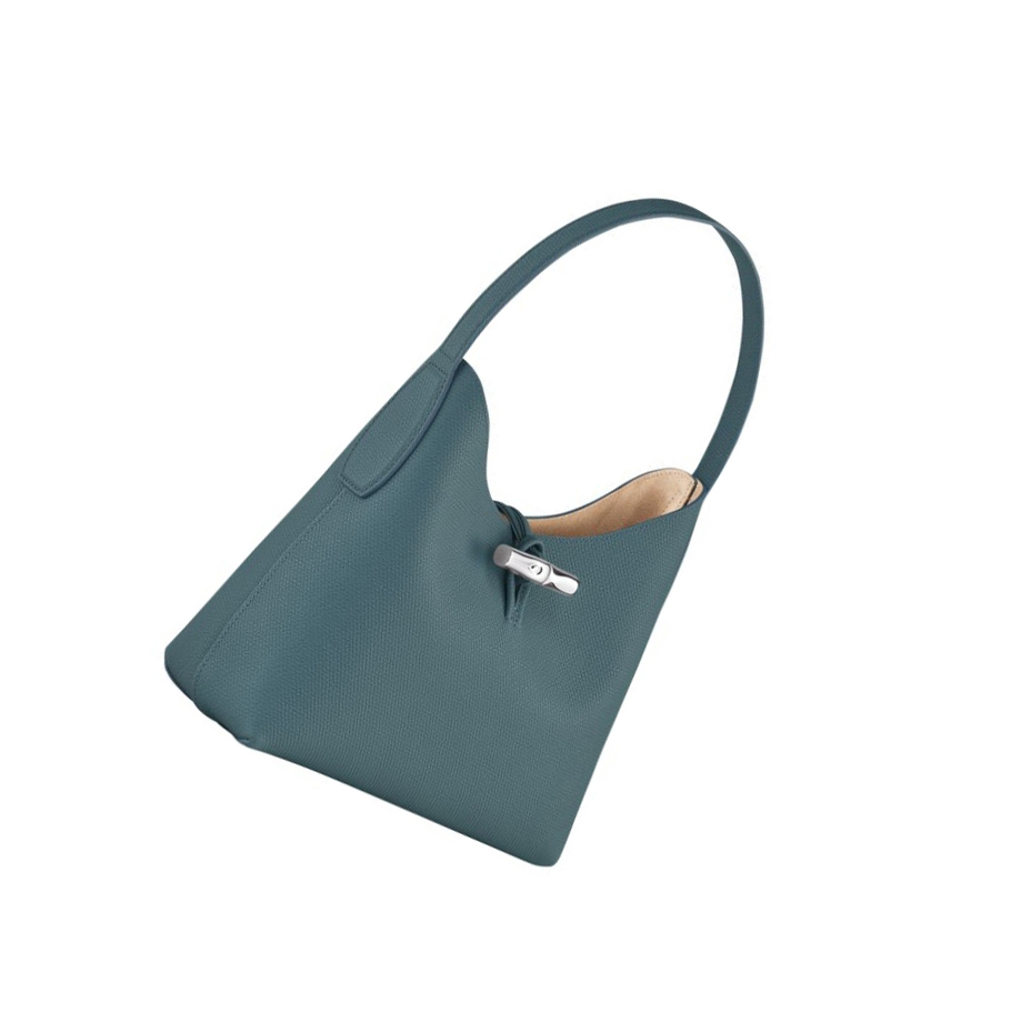 Női Longchamp Roseau M Válltáskák Kék | HU-TQX0315