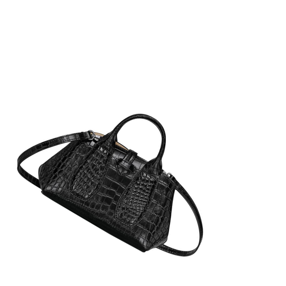 Női Longchamp Roseau XS Kézitáska Fekete | HU-WNJ5874