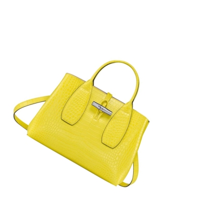 Női Longchamp Roseau M Kézitáska Sárga | HU-LVF3085